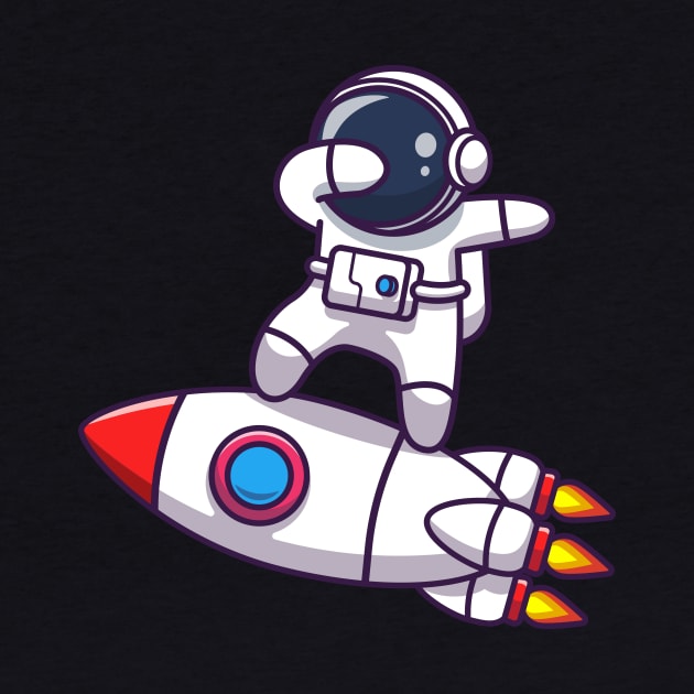 Cute Astronaut Dabbing On Rocket Cartoon by Catalyst Labs